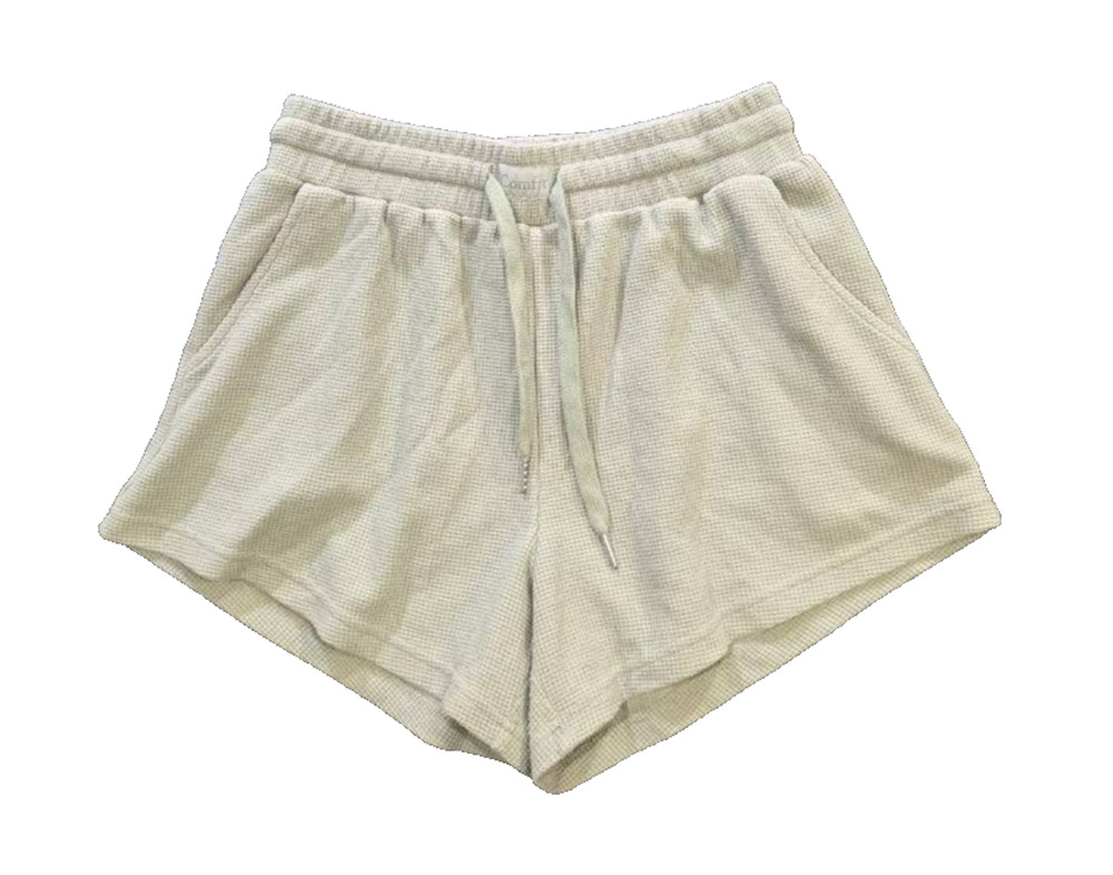Comfrt Women Cream Waffle Knit Lounge Y2K babydoll Shorts Medium A011064